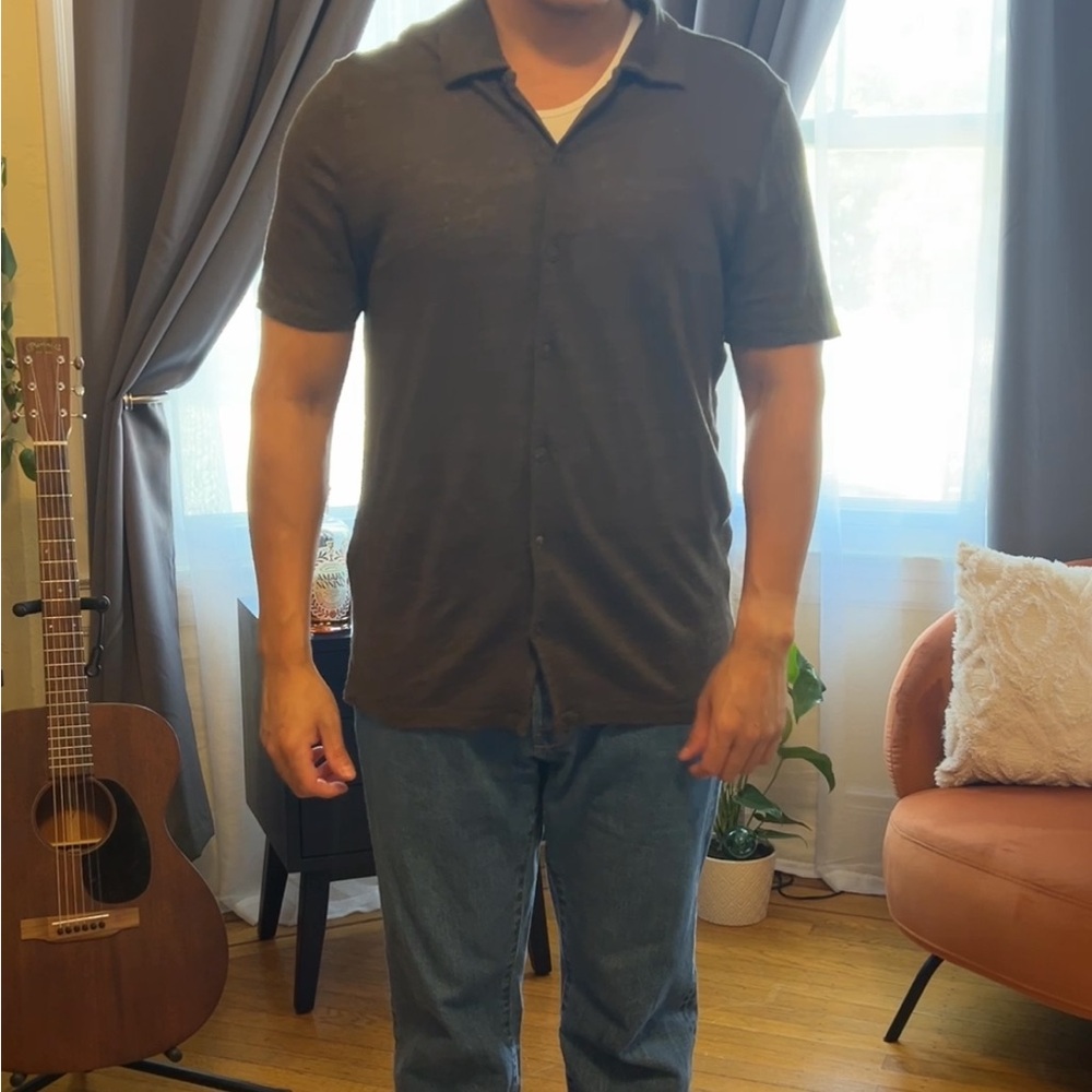 Short sleeve linen shirt by Mango man